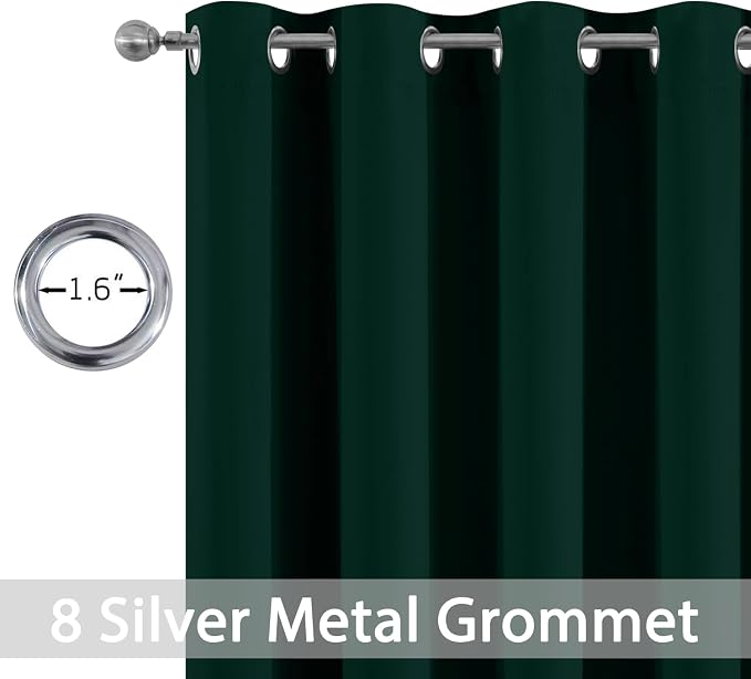 Yakamok Room Darkening Curtains 52x84 inch Pine Tree Green-Living Room | 2 panels,grommet blackout window treatment,thermal insulated,light blocking drapes,privacy protection,bedroom dining room