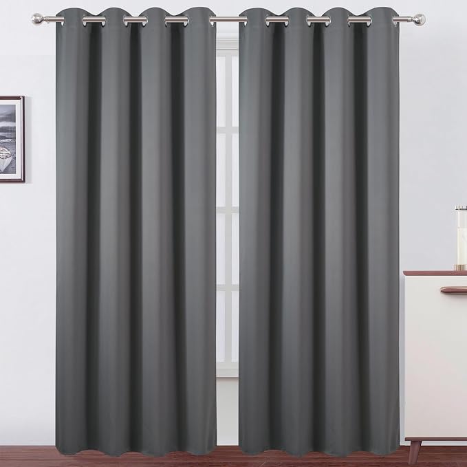 Blackout Curtains 52 x 120 Inch Long Frost Grey Curtains Set of 2 Panels Room Darkening Curtains for Bedroom and Living Room