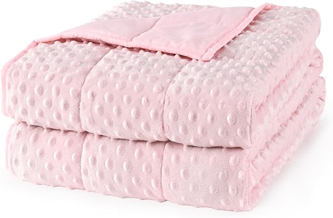 Mr. Sandman Weighted Blanket for Adults, Full Size 15 lbs, 48 x 72 Inches | Cooling Soft Minky for Hot Sleepers; Machine Washable; Filled with Glass Beads; Heavy Bed Throw for Sleep; Pink