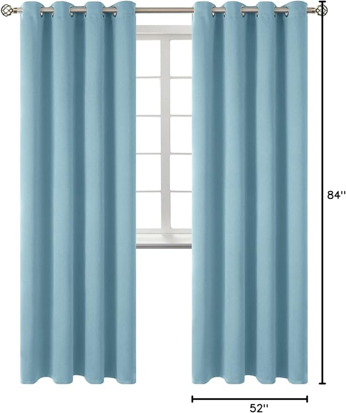 BGment Room Darkening Curtains 84 Inches Long - Grommet Thermal Insulated Drapes Window Treatment Curtains for Bedroom, 2 Panels, 52 x 84 Inch, Greyish Blue | Grommet Top, Light-Blocking, Sunblock, Thermal Insulated, Window Drapes for Living Room Bedro...