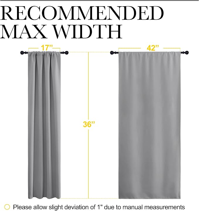 NICETOWN RV Blackout Curtains for Camper Windows, Short Room Darkening Curtains for Kitchen, Home Decoration Thermal Insulated Rod Pocket Drapes for Small Windows (Silver Grey, 2 Panels, W42 x L36)