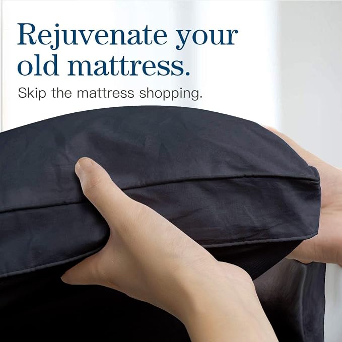 King Mattress Topper, Extra Thick Pillow Top Mattress Pad Cover | Cooling Mattress Cover, Overfilled Top Bed Topper Protector for Back Pain, Soft Breathable for Hot Sleeper, Black