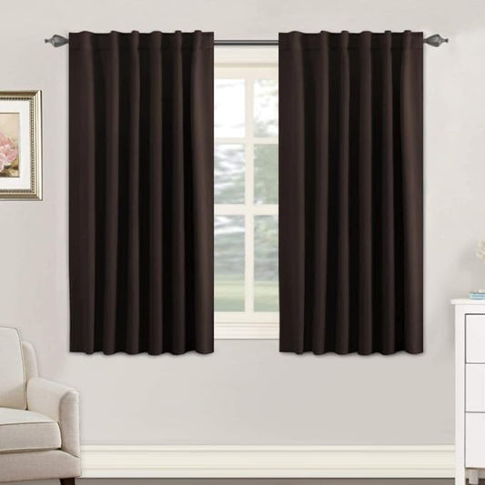 H.VERSAILTEX Blackout Curtains Thermal Insulated Window Treatment Panels Room Darkening Blackout Drapes for Living Room Back Tab/Rod Pocket Bedroom Draperies, 52 x 54 Inch, Chocolate Brown, 2 Panels