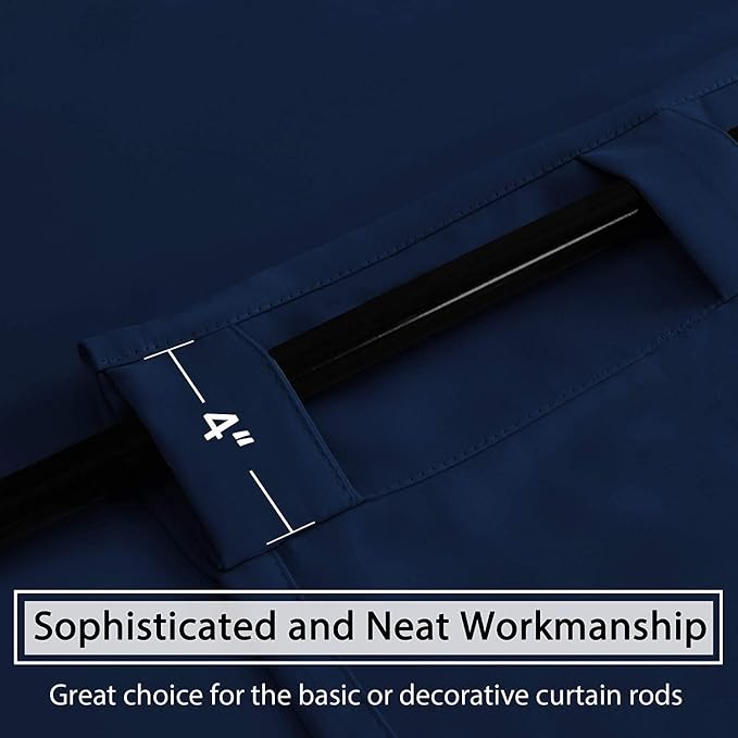 H.VERSAILTEX Blackout Curtains Thermal Insulated Window Treatment Panels Room Darkening Blackout Drapes for Living Room Back Tab/Rod Pocket Bedroom Draperies, 52 x 45 Inch, Navy Blue, 2 Panels