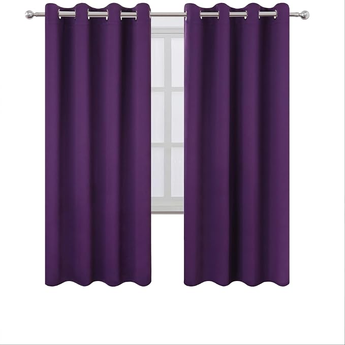 Blackout Curtains 66 x 72 Inch Long Purple Curtains Set of 2 Panels Room Darkening Curtains for Bedroom and Living Room