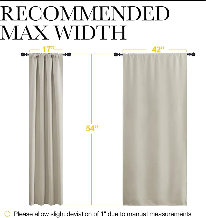NICETOWN Blackout Curtains for Living Curtains, Room Darkening Window Curtain Panels, Easy-Care Solid Thermal Insulated Draperies/Drapes for Daughter Room (Natural, 2 Panels, 42 by 54)