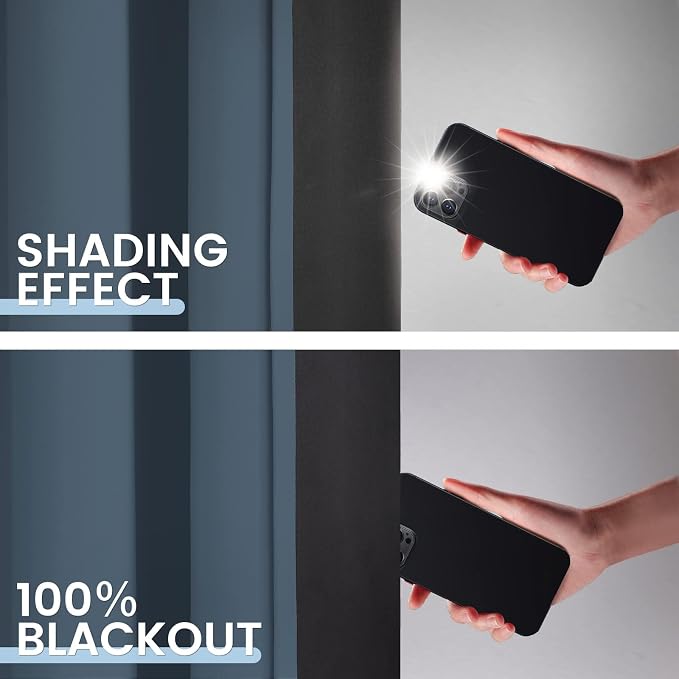 SimpleHome Stone Blue 100% Blackout Curtains Room Darkening Living Room 72L | Curtains for Bedroom,Thermal Insulated Grommet Window Drapes,Curtains for Living Room with Black Back,42 x 72 Inch,2 Panels