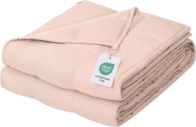ZonLi Weighted Blanket for Adults (60"x80", 15lbs, Light Pink) | Queen Size High Breathability Cooling Heavy Blanket, Soft Material with Premium Glass Beads, All-Season, Easy Care