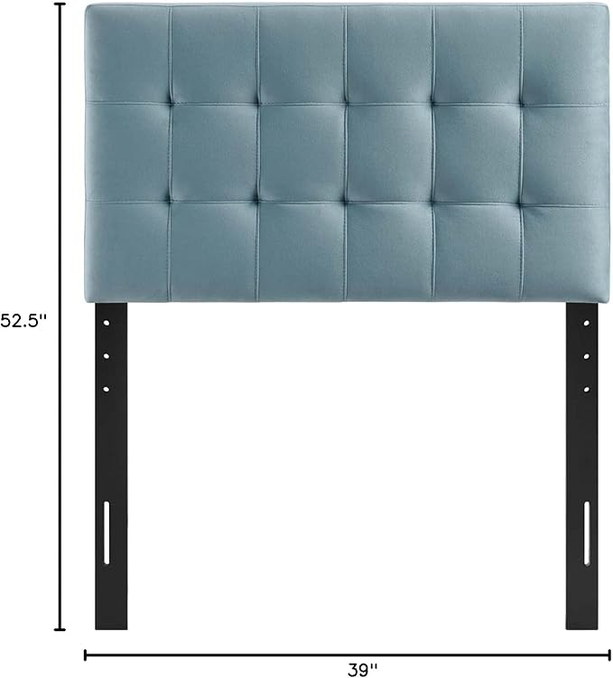 Modway Lily Biscuit Tufted Twin Performance Velvet Headboard, Light Blue