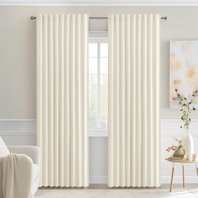 MIULEE Birch Back Tab Blackout Curtains 52x72 Inches Long 2 Panels Set | Rod Pocket Pinch Pleated, Thermal Insulated, Room Darkening, Light Blocking, Privacy Curtains for Living Room Bedroom