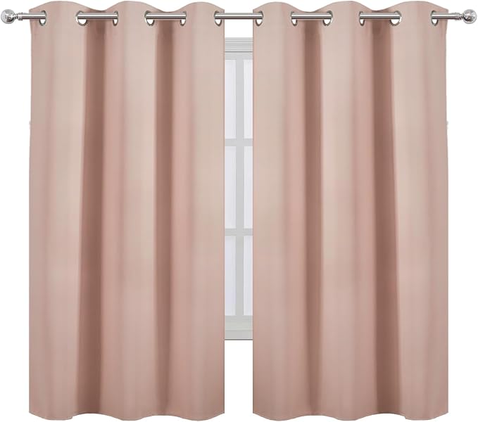 Blackout Curtains 42 x 63 inch/Blush Curtains Set of 2 Panels/Thermal Insulated Room Darkening Bedroom Curtains