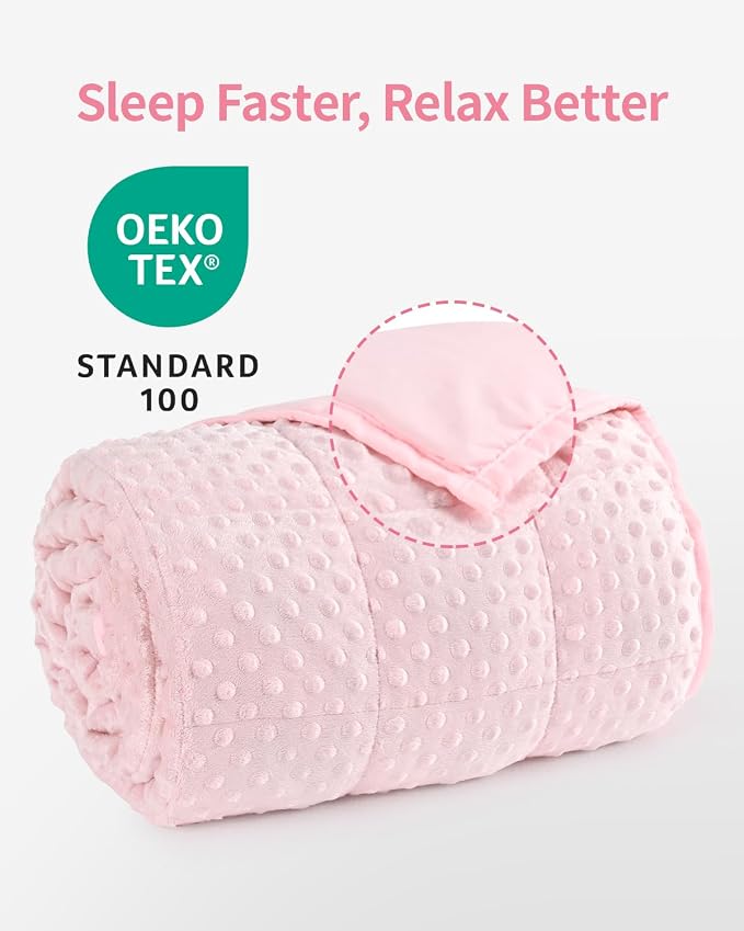 Mr. Sandman Weighted Blanket for Adults, Full Size 15 lbs, 48 x 72 Inches | Cooling Soft Minky for Hot Sleepers; Machine Washable; Filled with Glass Beads; Heavy Bed Throw for Sleep; Pink