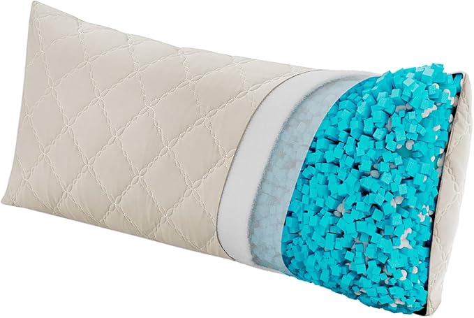 BEDELITE Cooling Body Pillow, Memory Foam Filled, Linen, 20x54 Inches | Soft & Cool-Touch Quilted Nylon-Spandex Cover, Adjustable Fill, Perfect for Side Sleepers, Hot Sleepers, Pregnancy, Back Pain
