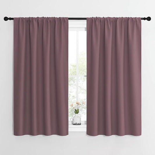 NICETOWN Kitchen Curtains, Short Blackout Curtains & Drapes, Home Decoration Privacy Thermal Insulated Curtains for Unicorn Theam Room (Dry Rose, 42" Wide, 54" Long, 2 PCs)