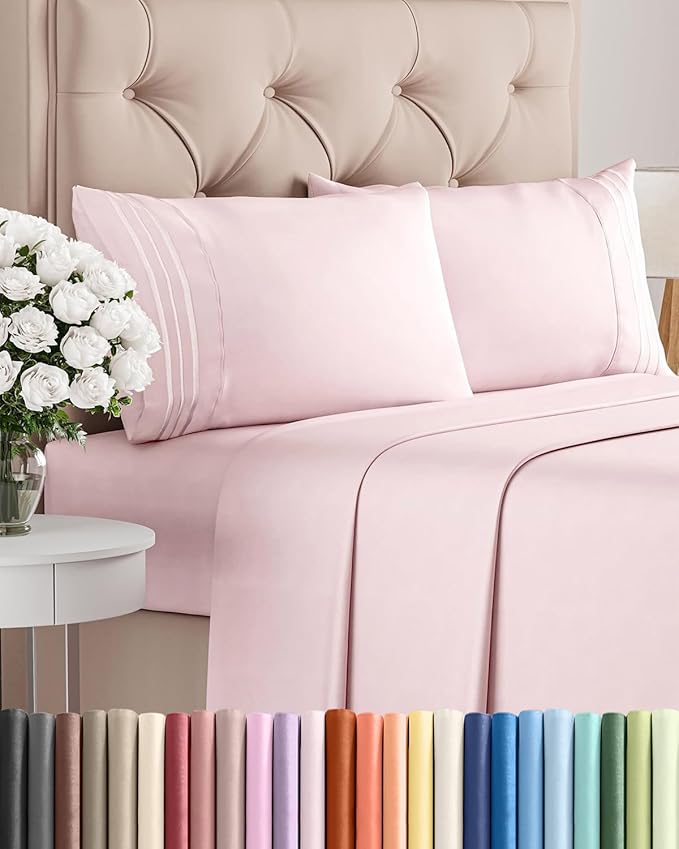 King Size 4 Piece Sheet Set - Breathable & Cooling Sheets - Lavender Pink | Hotel Luxury Bed Sheets for Women & Men, Deep Pockets, Easy-Fit, Extra Soft and Wrinkle Free Sheets, Oeko-Tex Bed Sheet Set
