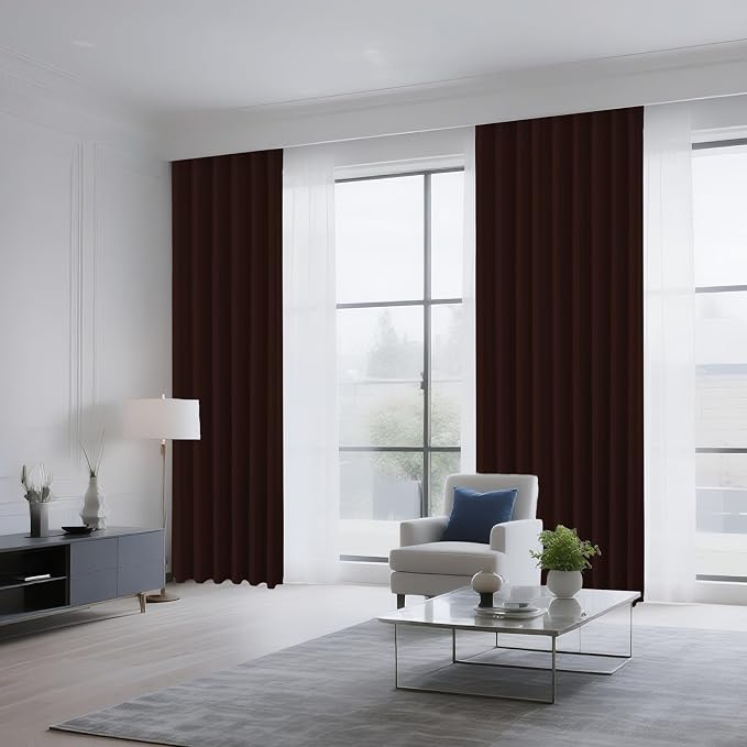 CUCRAF Blackout Curtains 45 inch Length 2 Panels Set, Rod Pocket Room Darkening Drapes for Bedroom Living Room, Insulated Thermal Light Blocking Window Curtain (W52 x L45 Inch, Chocolate)