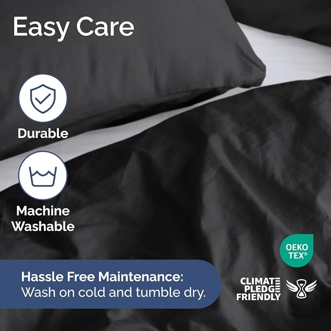 Duvet Cover Super King Size - Soft 3 Piece with Zipper Closure - Black | Extra Soft, Breathable, Super King Duvet Cover 108" x 98" w/ 2 Pillow Shams, Zipper Closures & Ties, Women, Men, Kids & Teens
