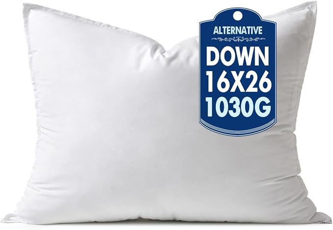 MIULEE 16x26 Inch Synthetic Down Alternative Pillow Insert | Decorative Throw Pillow 16 x 26 Inch Body Bed Sleeping Ultra Soft Fluffy Form for Sofa Couch Bed
