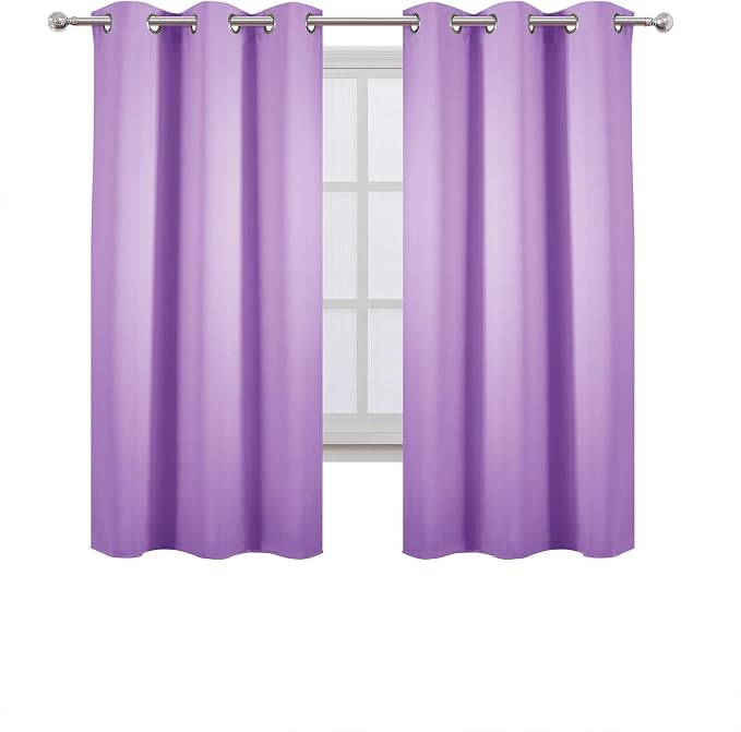 Lavender Blackout Curtains 34 x 63 Inch Length/Set of 2 Curtain Panels/Thermal Insulated Room Darkening Blackout Curtains for Bedroom