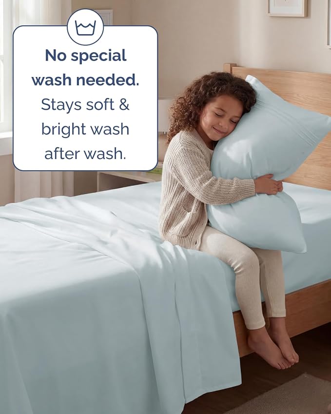 Twin Size 3 Piece Sheet Set - Comfy Breathable & Cooling Sheets - Ice Blue | Hotel Luxury Bed Sheets for Women & Men, Deep Pockets, Easy-Fit, Extra Soft and Wrinkle Free Sheets, Oeko-Tex Bed Sheet Set