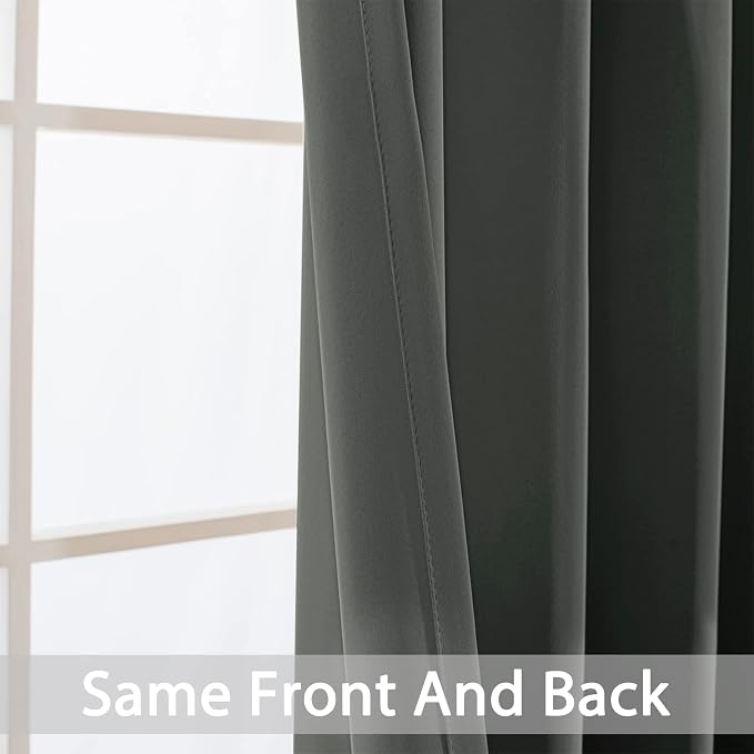 Yakamok Room Darkening Curtains 62x84 inch Length Dark Grey-Living Room | 2 panels,grommet blackout window treatment,thermal insulated,light blocking drapes,privacy protection,bedroom dining room