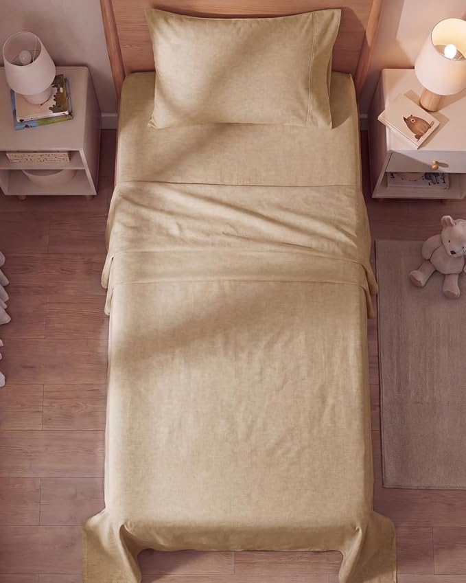 Twin Size 3 Piece Sheet Set - Breathable & Cooling Sheets - Heathered Tan | Hotel Luxury Bed Sheets for Women & Men, Deep Pockets, Easy-Fit, Extra Soft and Wrinkle Free Sheets, Oeko-Tex Bed Sheet Set