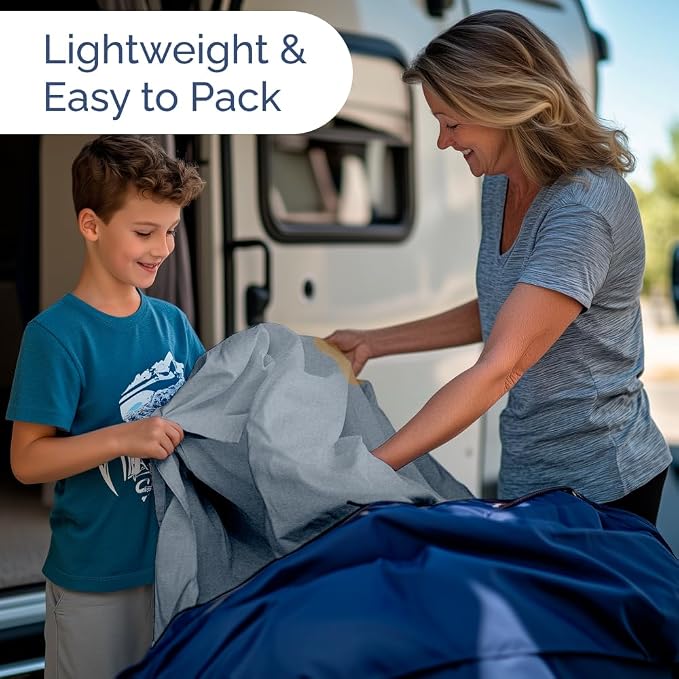 Short Queen Size 4 Piece Bed Sheet Set - RV Short Queen - Heathered Blue | Ultra-Soft, Breathable & Cooling Bed Sheets Set with Deep Pockets, Hotel Luxury Bedding for Women & Men, Wrinkle & Fade Free