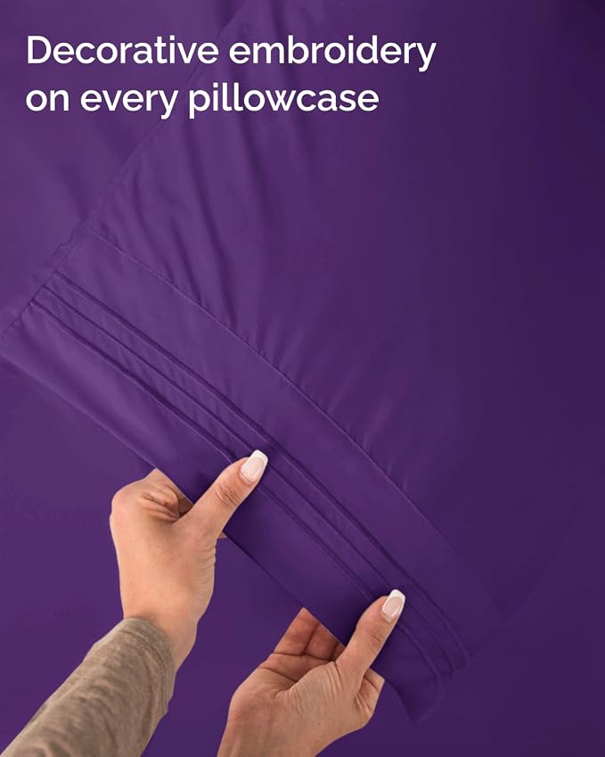 Twin Size 3 Piece Sheet Set - Comfy Breathable & Cooling Sheets - Purple | Hotel Luxury Bed Sheets for Women & Men, Deep Pockets, Easy-Fit, Extra Soft and Wrinkle Free Sheets, Oeko-Tex Bed Sheet Set