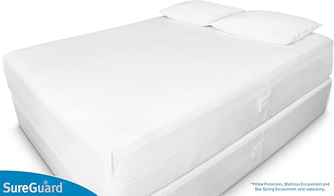 King (17-20 in. Deep) SureGuard Mattress Encasement - 100% Waterproof, Bed Bug Proof, Hypoallergenic - Premium Zippered Six-Sided Cover | Six-Sided Waterproof, Bed Bug Proof, Hypoallergenic Dust Mite Mattress Cover, Soft Noiseless Breathable Cotton Ter...