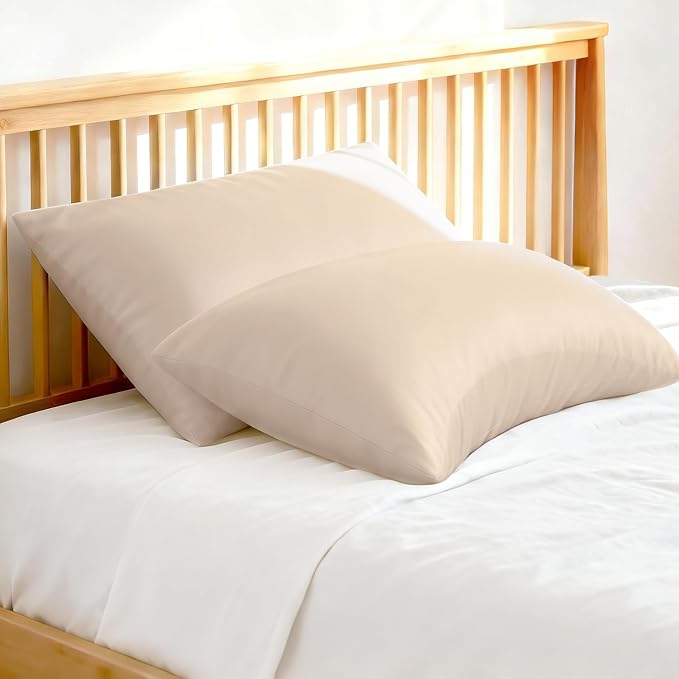 Cooling Curved King Pillow Case for Sider Sleeper Breathable Cool Silky Soft Pillow Cover with Zipper for Hot Sleepers,Hair and Skin Friendly,Taupe,1 Pack,20x36IN