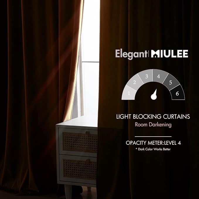 MIULEE Velvet Curtains 52x96 inches 2 Panels Fall Orange Blackout Curtains | Luxury, Bedroom Living Room, Thermal Insulated, Super Soft Window Drapes, Rod Pocket & Back Tab