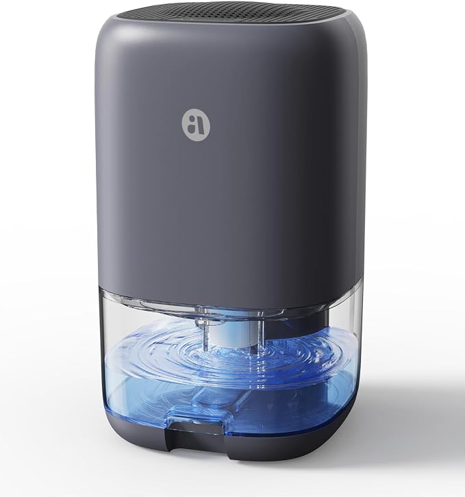 35 OZ Dehumidifier for Bedroom RV, Quiet with Auto Shut Off, Grey | 280 Sq.Ft Small Dehumidifiers for Home Bathroom Closet, 7 Color Light, 28dB Ultra Quiet, 35OZ Water Tank