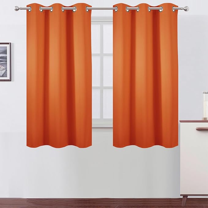 Orange Blackout Curtains/38 x 54 Inch/Set of Two Panels Grommet Living Room Curtains