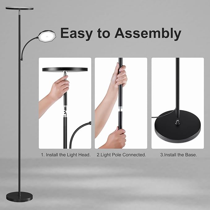SUNMORY Floor Lamps for Living Room，LED Standing Lamp with Remote Control | 48W/4200LM Super Bright, 69" Tall Floor Lamp with Stepless Dimmable, Modern Torchiere Reading Lamp for Bedroom, Office