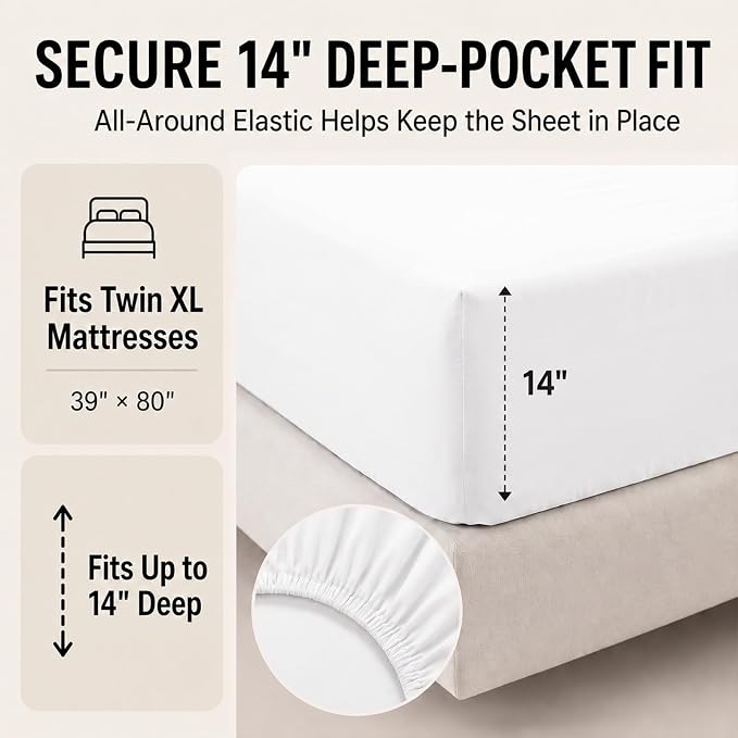Twin XL Comforter Set White - 5 Pieces Twin XL Bed in a Bag | College Dorm Essentials, OEKO-TEX Certified, All Season, Down-Alternative Comforter + Flat & Fitted Sheets + 2 Pillowcases