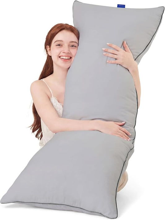 YZ HOME Full Body Pillow Insert -Large Long Bed Pillow for Side Sleeper | Full Body Pillow for Adults, Adjustable Height, Long Sleeping Breathable Bed Pillow-(Grey, 20x54'')