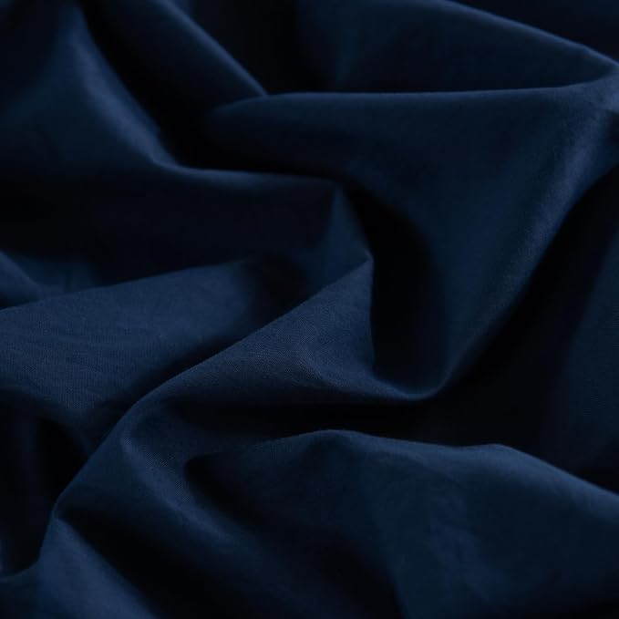NEXHOME PRO King Duvet Cover Set, 100% Certified Organic Cotton with Washed Feel & Linen-Like Texture, Comfortable & Breathable, Home Bedding Set Navy (No Comforter)