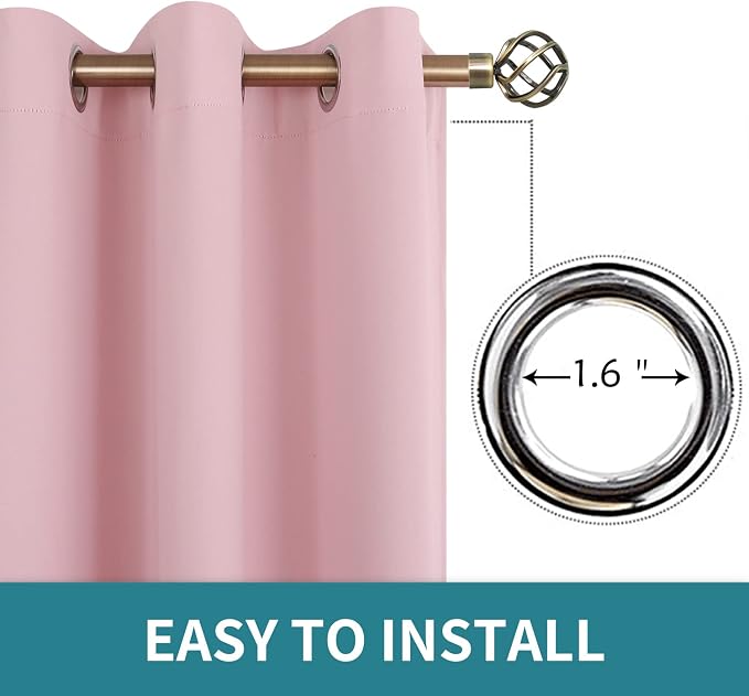 BGment Pink Room Darkening Curtains 84 Inch for Living Room - 2 Panels | Grommet Top, Light-Blocking, Sunblock, Thermal Insulated, Window Drapes for Bedroom, 38x84 Inch