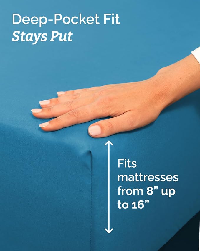 Full XL Sheets - 4 Piece Full XL Sheet Set - Cool & Breathable - Denim Blue | Hotel Luxury Bedding for Women & Men with Deep Pockets, Ultra-Soft, Comfy, Easy-Fit, Wrinkle Free & Fade Resistant, Oeko-Tex