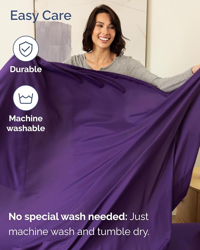 CGK Unlimited Extra Deep Flex Top Split Head King Sheet Set - 6 Piece Breathable and Cooling Sheets - Hotel Luxury Bedding for Women, Men, Kids & Teens - Easy Secure Fit - Extra Deep Pockets - Purple