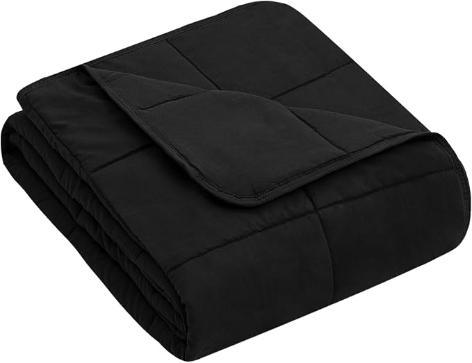 yescool Weighted Blanket (10 lbs, 41" x 60", Black) Cooling Heavy Blanket, Perfect for 90-110 lbs, Breathable Throw Blanket Gifts with Premium Glass Bead, Machine Washable