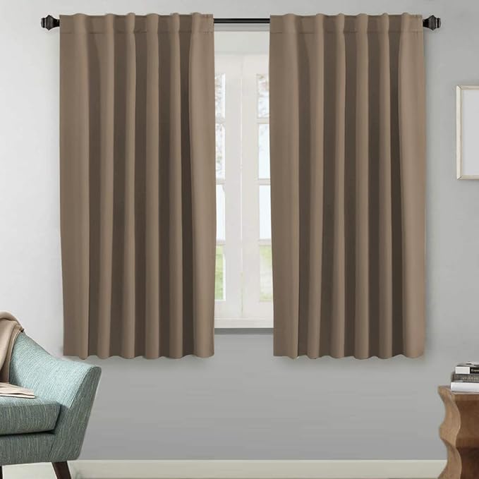 H.VERSAILTEX Blackout Curtains Thermal Insulated Window Treatment Panels Room Darkening Blackout Drapes for Living Room Back Tab/Rod Pocket Bedroom Draperies (2 Panels, Macchiato, 52 x 63 Inch)