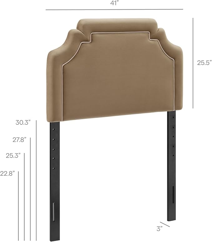 Modway Magnolia Twin Size Stain-Resistant Performance Velvet Headboard in [ Color] - Padded Cushioned Headboard with Adjustable Mounting Positions