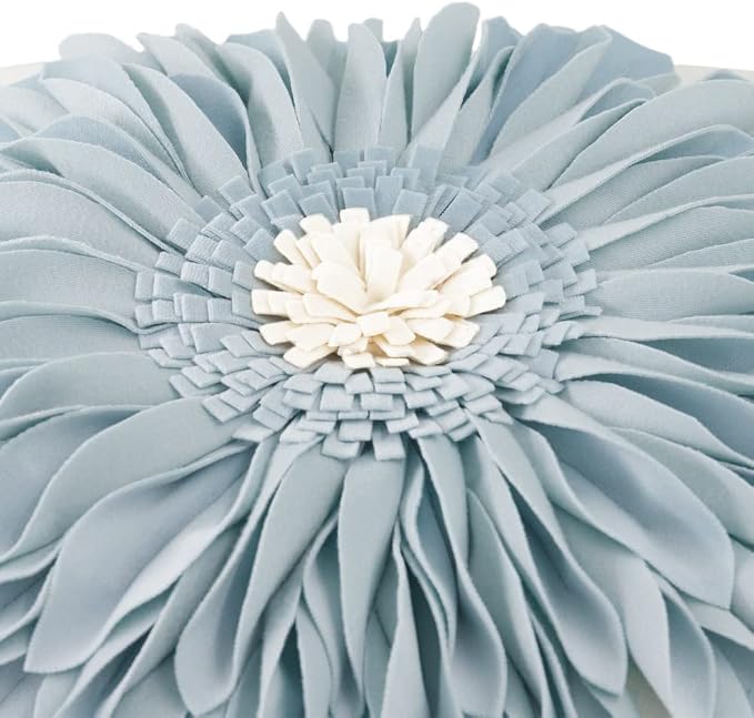 OiseauVoler 3D Sunflower Throw Pillow Covers White and Blue 18x18 Inch | Handmade Aesthetic Floral Pillowcases Decorative Pillow Shams Home Couch Bed Living Room Decor