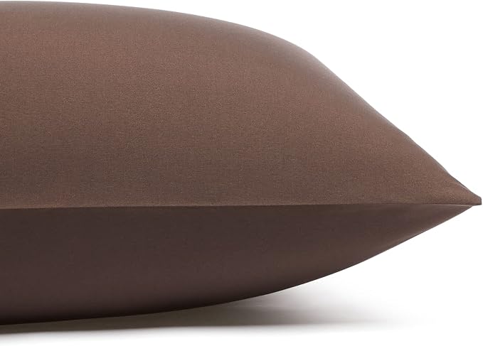 Amazon Basics Breathable Ultra-Soft Microfiber 4 Piece Bed Sheet Set with 14-Inch Deep Pockets, Machine Washable, Wrinkle Resistant, King, Chocolate, Solid