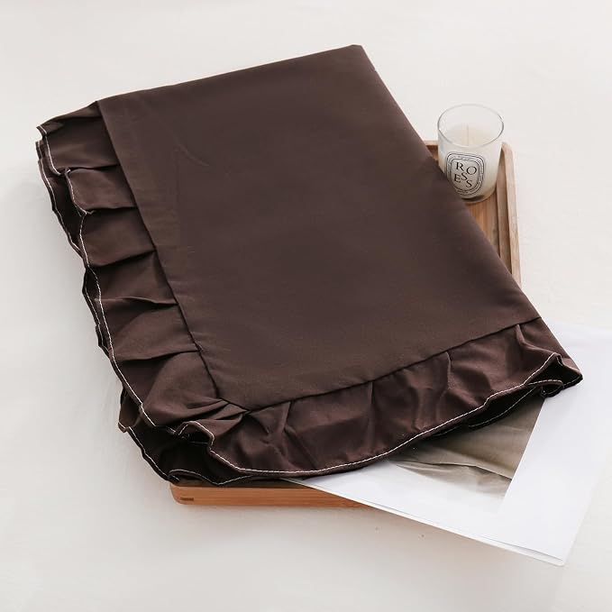 Merryword Dark Brown Body Pillow Cover 20x54inches Chocolate Long Pillowcase Ruffled Body Pillowcases Cute Pillowcase Pillow Sham (1 Body, Chocolate)