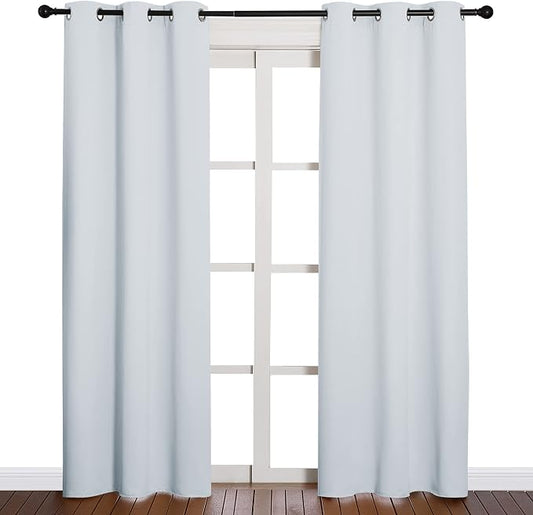 NICETOWN Light Grey Blackout Curtains for Bedroom 42" w x 84" L 2 Panels | Easy Care Solid Thermal Insulated Grommet Drapes for Living Room, Light Blocking Noise Reducing Room Darkening Home Decor