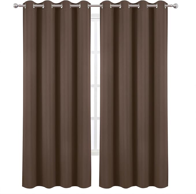 Blackout Curtains 52 x 90 Inch Long Chocolate Curtains Set of 2 Panels Room Darkening Curtains for Bedroom and Living Room