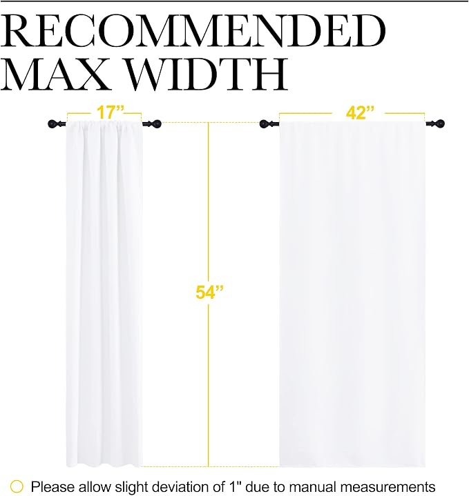 NICETOWN Kitchen Curtains, Short Home Decoration Curtains & Drapes, Small Window Draperies for Dining Room, Cupboard (White, 42 in x 54 in (W x L), Set of 2)