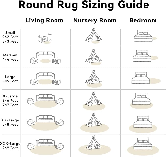 OLANLY Ivory Round Rugs for Bedroom - Machine Washable, 9 ft Circle Area Rugs for Living Room, Soft and Fluffy Shaggy Carpet for Teen Girls and Boys, Nursery Rooms, Dorms, Home Decor Aesthetic